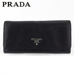 プラダ 長財布 ファスナー付き 長財布 レディース メンズ ロゴ ブラック レザー ＰＲＡＤＡ 【プラダ】 G1536：ブランドデポ激安大特価，新品