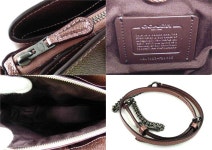 【新品同様】COACH (コーチ) メタリック クロスグレーン レザーチェーンショルダーバッグ F29665-QBPH4 ・J1923 ワイン... 