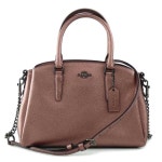 【新品同様】COACH (コーチ) メタリック クロスグレーン レザーチェーンショルダーバッグ F29665-QBPH4 ・J1923 ワイン... 