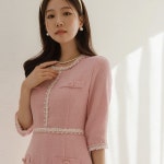 [라인 포인트 러블리 트위드 원피스]