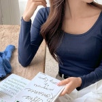 [모찌 쫀쫀 소프트 터치 U넥 기본 티셔츠]
