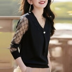 G126885소메레이스 V넥 블랙 니트티셔츠 니트블라우스
