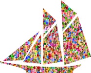 Clipart - Polychromatic Tiled Sailboat