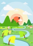 Clipart - Colorful Rural Landscape