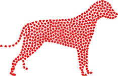 Clipart - Dog Hearts Silhouette