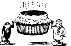 salt and pepper charaters holding pie - Openclipart