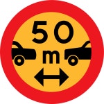 50m between cars sign - Openclipart