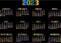 2023 Calendar Polyprismatic - Openclipart