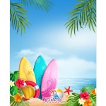 파/티/붕/붕 D2978 바다 현수막 / 바닷속 배경 현수막 어린이집 유치원 야자나무 해변 포토존