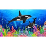 파/티/붕/붕 D4830 바다속 현수막 / 유치원 여름 바다 돌고래 현수막 어린이집 고래 포토존 제작