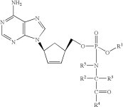 US7115590B1 - Phosphoramidate, and mono-, di-, and tri-phosphate esters of (1R, cis)-4-(6-amino-9H-purin-9-yl)-2-cyclopentene-1... 