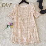 楽天ランキング ☆DVF☆ニットレースワンピースベージュ wjRpB-m61616504468 得価