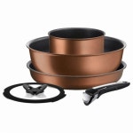 테팔 매직핸즈 티타늄 쿡웨어 세트 펄 브라운 5P (냄비16+팬26+볶음팬26+유리뚜껑16+손잡이) - 에누리 가격비교