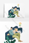아버지의 날 아버지와 아들 그림 요소 | PSD 무료 다운로드 - Pikbest