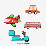 만화 교통 차량 디자인 벡터 재료트럭, 항공기, 엔지니어링 차량, 스포츠카 PNG 일러스트 및 PSD 이미지 무료 다운로드 - Pngtree