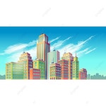 벡터 만화 일러스트 레이 션, 배너, 현대 도시 배경, 도시 PNG, 일러스트 및 벡터 에 대한 무료 다운로드 - Pngtree