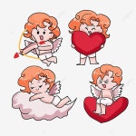 발렌타인 일러스트 큐피드, 행복한 발렌타인 데이, 큐핏, 천사 PNG 일러스트 및 PSD 이미지 무료 다운로드 - Pngtree