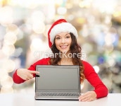 빛,빨간색,사람,산타클로스,소통,손가락,스크린,아름다움,여백,여자,연결,온라인,와이파이,인터넷,젊음,컴퓨터,크리스마스,해외포토,행복,활력