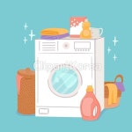 2102.m10.i006.n007.F.c07.Washing machine and laundry. Vector / cb2140002965 / EPS - 멤버십 일러스트