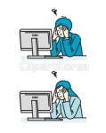컴퓨터 앞 두통을 앓는 사람 일러스트 / tc04830000191 / JPG - 멤버십 일러스트