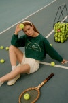 [논포멀하우스]Cover Stitch Crop Sweatshirt (Deep Green) [W CONCEPT]