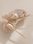 [제이로렌]Pearl Oval Square Gold Pearl Silk Pin H0693 [W CONCEPT]