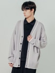 [애드호크]남성 라인 배색 오버핏 카디건 (LT-GREY) [W CONCEPT]