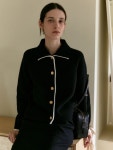 [드파운드]gold button line collar cardigan - black [W CONCEPT]