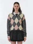[그로브]25FW MOMO ARGYLE KNIT (PINK) [W CONCEPT]