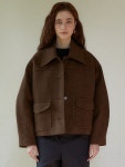 [라르고]Alpaca balloon half coat (brown) [W CONCEPT]