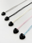 [어거스트하모니][단독] Black Large Heart Pastel String Necklace / 5color [W CONCEPT]