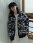 [온무드]Snow knit cowichan - Navy [W CONCEPT]