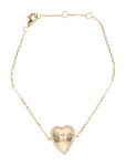 Bracelet 14K Diamond Heart Bracelet - Link, Bracelets - BRACE210034 | The RealReal