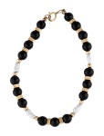 Bracelet 14K Pearl & Onyx Bead Bracelet - Bead, Bracelets - BRACE210050 | The RealReal