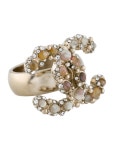Chanel Glass & Faux Pearl CC Cocktail Ring - Gold-Plated Cocktail Ring, Rings - CHA780032 | The RealReal Glass & Faux Pearl CC... 