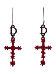 Christian Dior Enamel & Crystal Gothic Cross Drop Earrings - Black, Ruthenium-Plated Drop, Earrings - CHR370106 | The RealReal... 