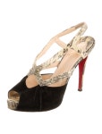 Christian Louboutin Snakeskin Animal Print T-Strap Sandals - Black Sandals, Shoes - CHT370091 | The RealReal Snakeskin Animal... 