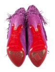Christian Louboutin Suede Fringe Trim Accent Boots - Purple Boots, Shoes - CHT550012 | The RealReal