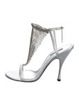 Dolce & Gabbana Leather Chain-Link Accents T-Strap Sandals - Silver Sandals, Shoes - DAG450005 | The RealReal Leather Chain-Link... 