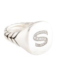 David Yurman Diamond S Initial Pinky Signet Ring - Signet Ring, Rings - DVY210013 | The RealReal