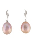 Earrings 18K Pearl & Diamond Drop Earrings - Rhodium-Plated 18K White Gold Drop, Earrings - EARRI211066 | The RealReal 18K Pearl... 