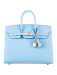 Hermès 2022 Epsom Birkin Sellier 25 - Blue Handle Bags, Handbags - HER429888 | The RealReal 2022 Epsom Birkin Sellier 25