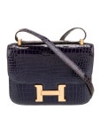 Hermès Shiny Porosus Crocodile Constance 23 - Blue Shoulder Bags, Handbags - HER700148 | The RealReal Shiny Porosus Crocodile... 