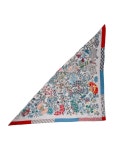Hermès Fleurs et Papillons de Tissus Cashmere Triangle Scarf - Grey Scarves and Shawls, Accessories - HER700395 | The RealReal... 