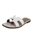 Hermès Oran Leather Slides - Silver Sandals, Shoes - HER863010 | The RealReal