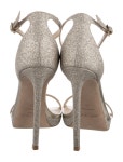 Jimmy Choo Glitter Leather Trim Embellishment Sandals - Silver Sandals, Shoes - JIM500036 | The RealReal