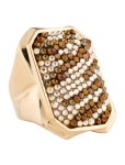 Judith Leiber Crystal Papa Print Zebra Ring - Gold-Tone Metal Cocktail Ring, Rings - JUD55263 | The RealReal Crystal Papa Print...