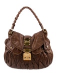 Miu Miu Leather Handle Bag - Brown Shoulder Bags, Handbags - MIU180021 | The RealReal Leather Handle Bag