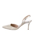 Manolo Blahnik Leather Slingback Pumps - Gold Pumps, Shoes - MOO313003 | The RealReal Leather Slingback Pumps