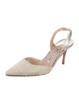Manolo Blahnik Leather Slingback Pumps - Gold Pumps, Shoes - MOO313003 | The RealReal Leather Slingback Pumps